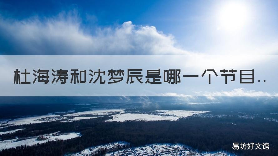 杜海涛和沈梦辰是哪一个节目