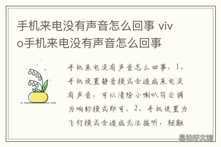 手机来电没有声音怎么回事 一加手机来电没有声音怎么回事