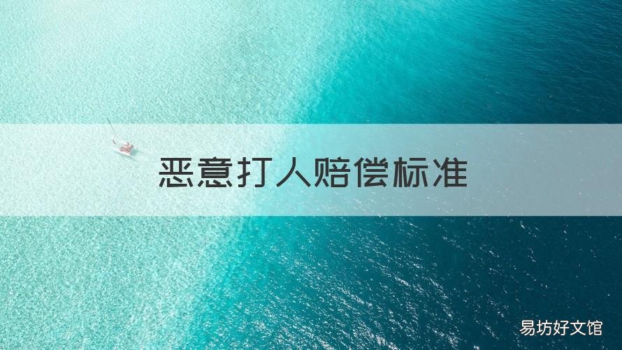 恶意打人赔偿标准 关于打人赔偿标准