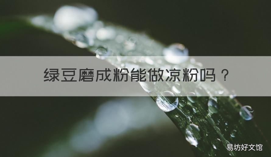 绿豆磨成粉能做凉粉吗 绿豆打成粉可以做凉粉吗