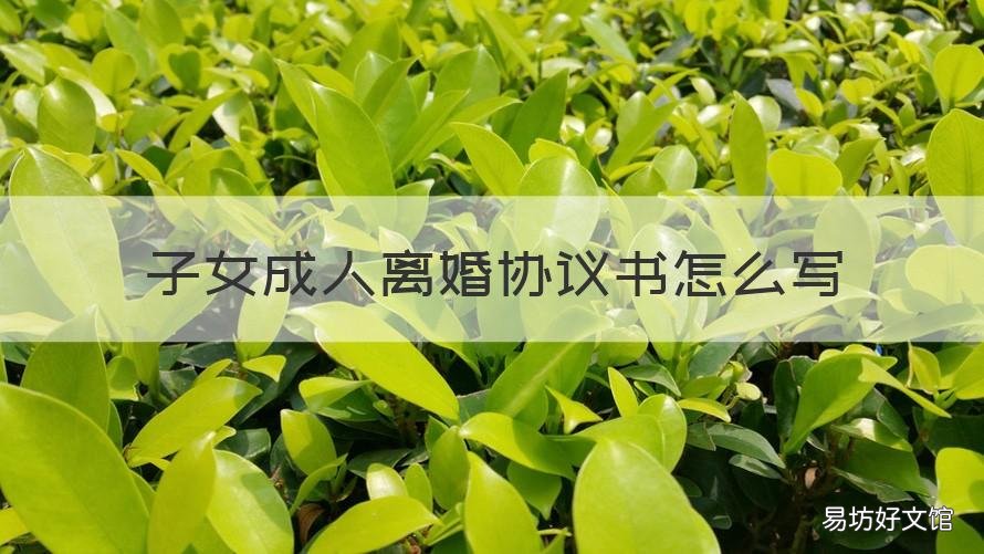 子女成人离婚协议书怎么写 子女均已成年的离婚协议书怎么写