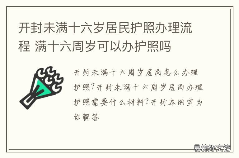开封未满十六岁居民护照办理流程 开封未满十六岁居民护照办理地点
