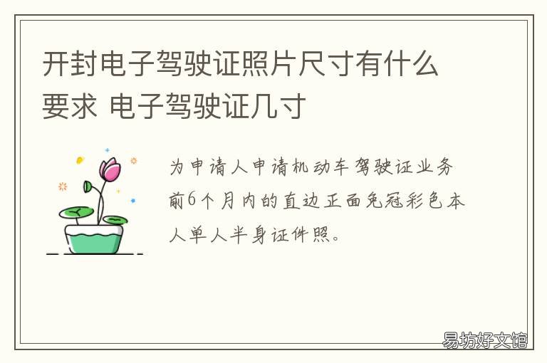 开封电子驾驶证照片尺寸有什么要求 开封支持电子驾照吗