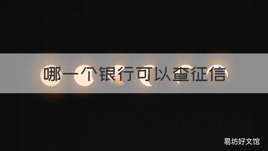 哪一个银行可以查征信 哪个银行可以直接查征信