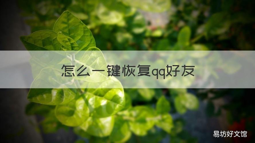 怎么一键恢复qq好友 qq好友如何一键恢复