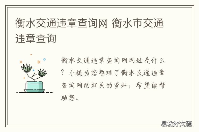 衡水交通违章查询网 衡水车辆违章查询网