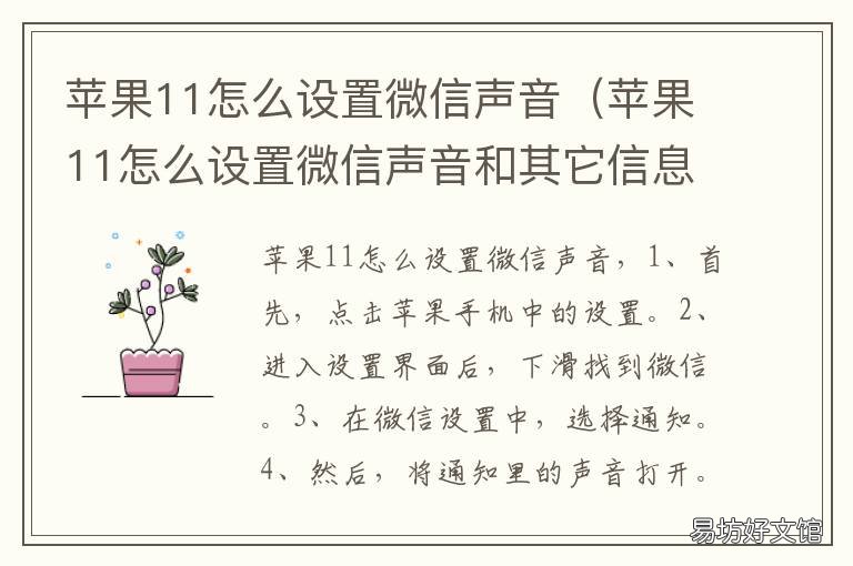 苹果11怎么设置微信声音 苹果怎么设置微信声音和其它信息不一样