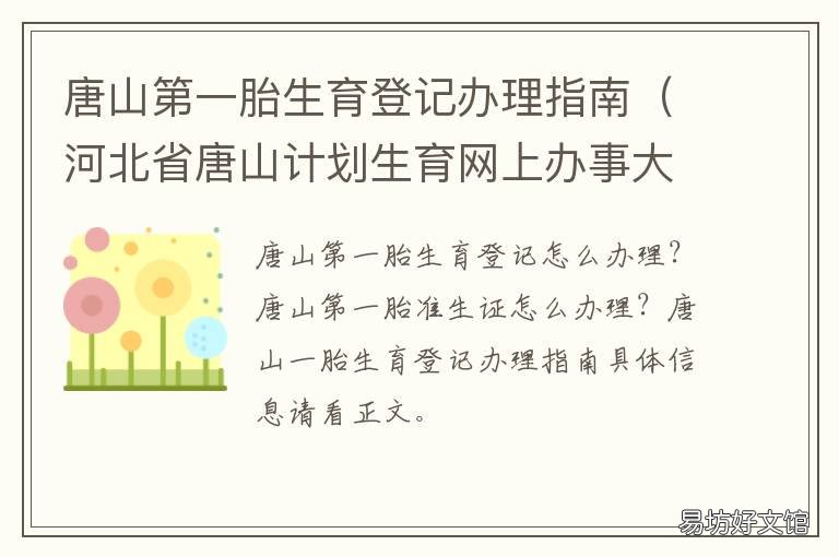 唐山第一胎生育登记办理指南 唐山市生育登记网上服务大厅