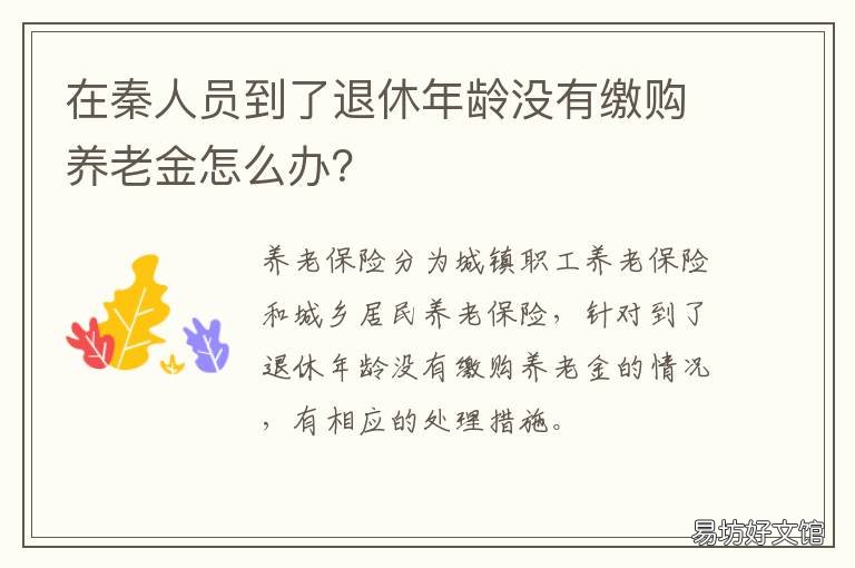 在秦人员到了退休年龄没有缴购养老金怎么办? 在秦人员到了退休年龄没有缴纳社保
