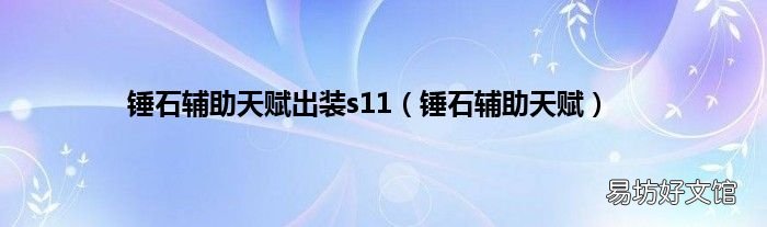 锤石辅助天赋 锤石辅助天赋出装s11