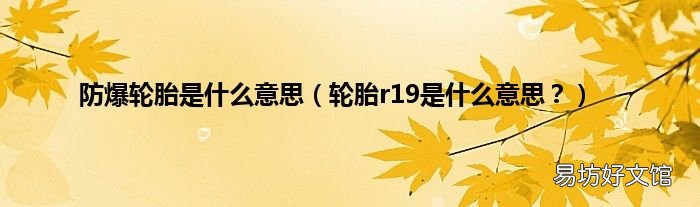 轮胎r19是什么意思？ 防爆轮胎是什么意思