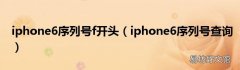 iphone6序列号查询 iphone6序列号f开头