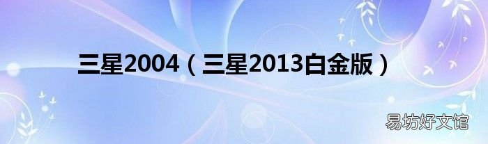 三星2013白金版 三星2004