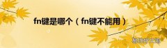 fn键不能用 fn键是哪个