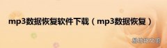 mp3数据恢复 mp3数据恢复软件下载