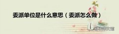 委派怎么做 委派单位是什么意思
