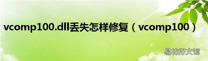 vcomp100 vcomp100.dll丢失怎样修复