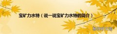 说一说宝矿力水特的简介 宝矿力水特