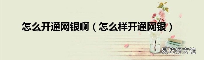 怎么样开通网银 怎么开通网银啊