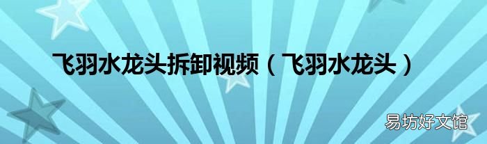 飞羽水龙头 飞羽水龙头拆卸视频