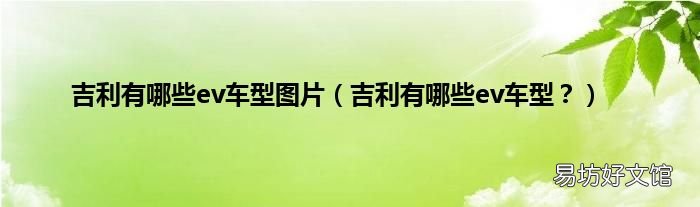 吉利有哪些ev车型? 吉利有哪些ev车型图片