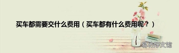 买车都有什么费用呢? 买车都需要交什么费用