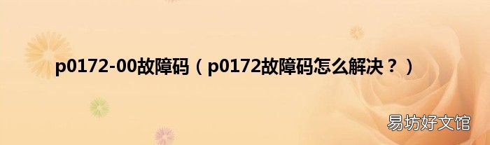 p0172故障码怎么解决? p0172-00故障码