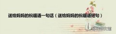 送给妈妈的祝福语短句 送给妈妈的祝福语一句话