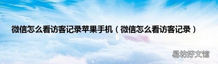 微信怎么看访客记录 微信怎么看访客记录苹果手机