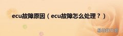 ecu故障怎么处理？ ecu故障原因