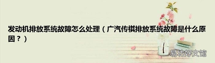 广汽传祺排放系统故障是什么原因? 发动机排放系统故障怎么处理