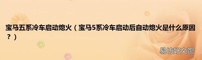 宝马5系冷车启动后自动熄火是什么原因? 宝马五系冷车启动熄火