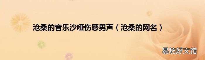 沧桑的网名 沧桑的音乐沙哑伤感男声