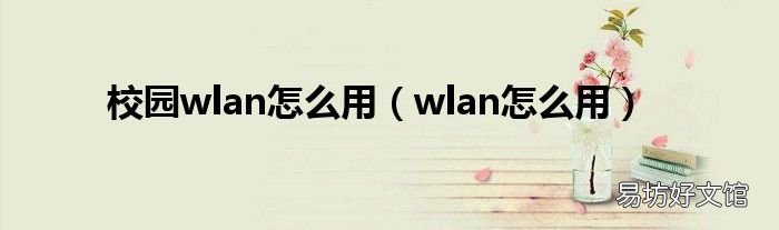 wlan怎么用 校园wlan怎么用