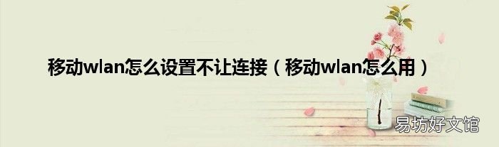 移动wlan怎么用 移动wlan怎么设置不让连接