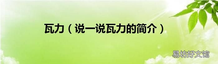 说一说瓦力的简介 瓦力