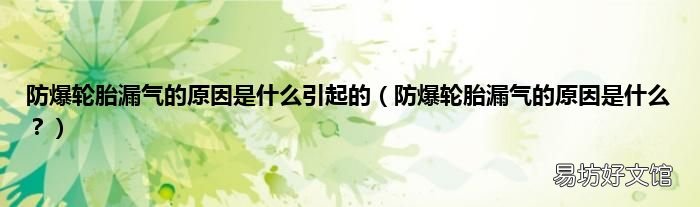 防爆轮胎漏气的原因是什么? 防爆轮胎漏气的原因是什么引起的