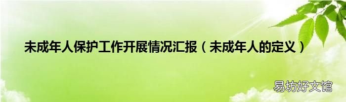 未成年人的定义 未成年人保护工作开展情况汇报