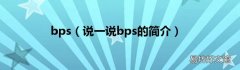 说一说bps的简介 bps