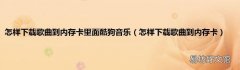 怎样下载歌曲到内存卡 怎样下载歌曲到内存卡里面酷狗音乐