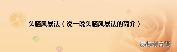 说一说头脑风暴法的简介 头脑风暴法