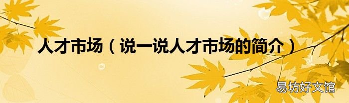 说一说人才市场的简介 人才市场