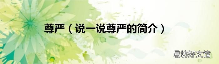说一说尊严的简介 尊严