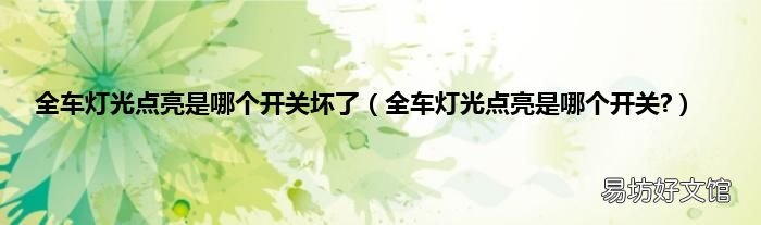 全车灯光点亮是哪个开关? 全车灯光点亮是哪个开关坏了