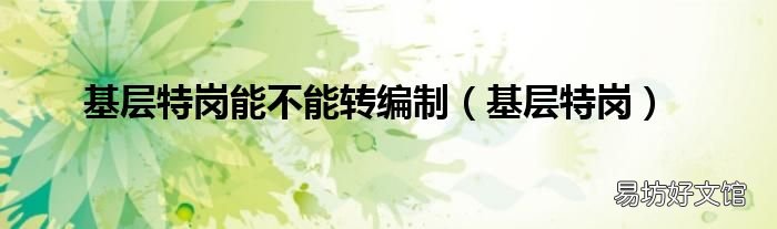 基层特岗 基层特岗能不能转编制
