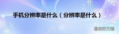 分辨率是什么 手机分辨率是什么