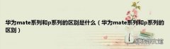 华为mate系列和p系列的区别 华为mate系列和p系列的区别是什么
