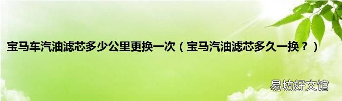宝马汽油滤芯多久一换？ 宝马车汽油滤芯多少公里更换一次