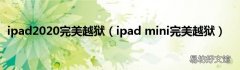 ipad mini完美越狱 ipad2020完美越狱