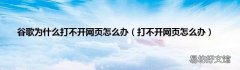 打不开网页怎么办 谷歌为什么打不开网页怎么办